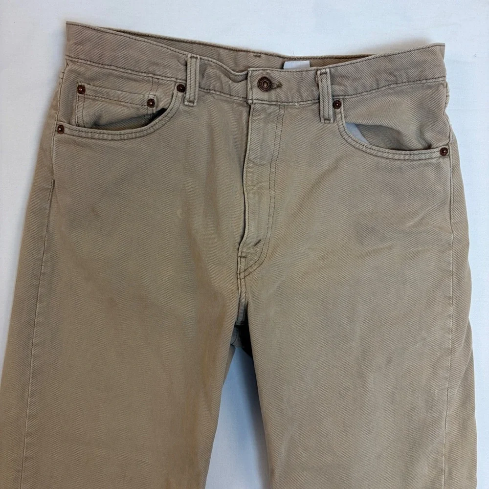 Vintage 90s Levis 555 Relaxed Fit Straight Leg Jeans Tan Khaki USA Mens *33x29*